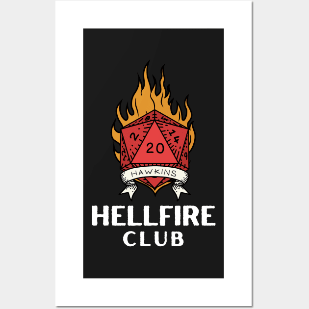 Hellfire Club - Black - D20 on Fire - Hawkins Wall Art by Fenay-Designs